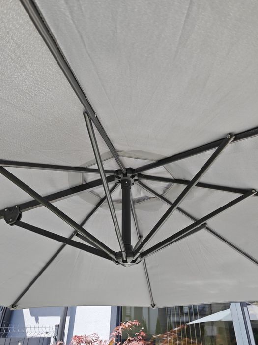 Parasol ogrodowy 300cm z podstawą - szary
