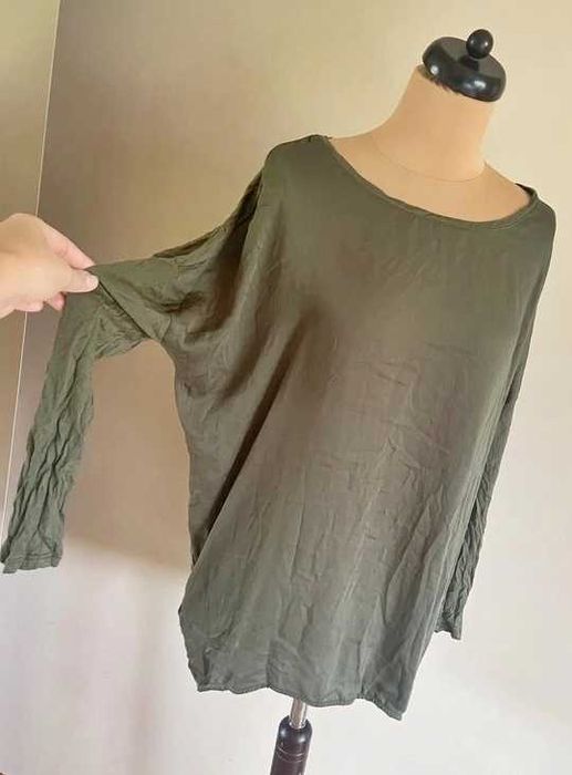 Xs s 34 36 38 sukienka tunika oversize nietoperz amisu zielony