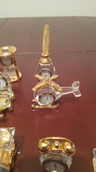 Relógios de colecção em cristal.