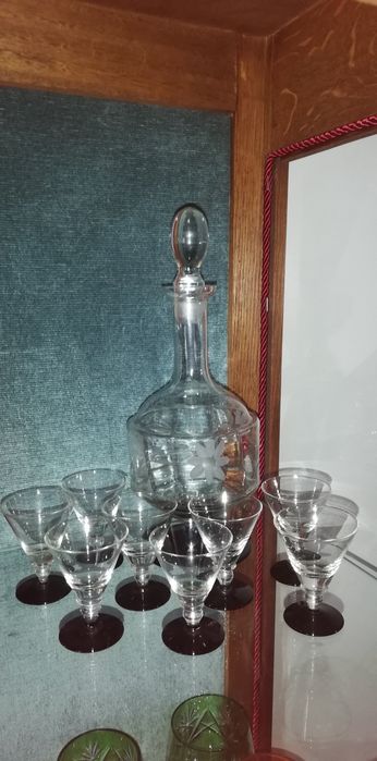 Kieluszki z karafka Art.Deco Huta Hortensja antyk