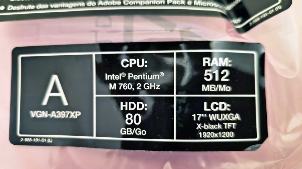 Porttátil Sony Vaio VGN- A397XP ecrã de 17 pulgadas