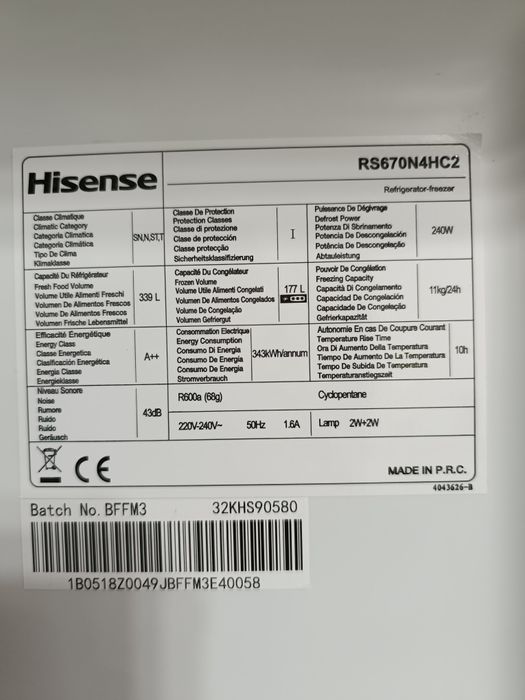 Frigorífico SIDE by Side HISENSE
