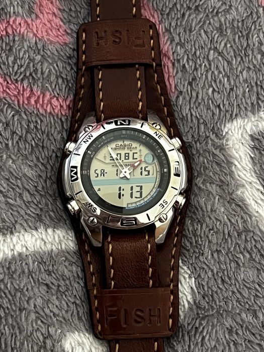 Годинник casio amw 702 fishing gear,для риболовлі, stainless steel