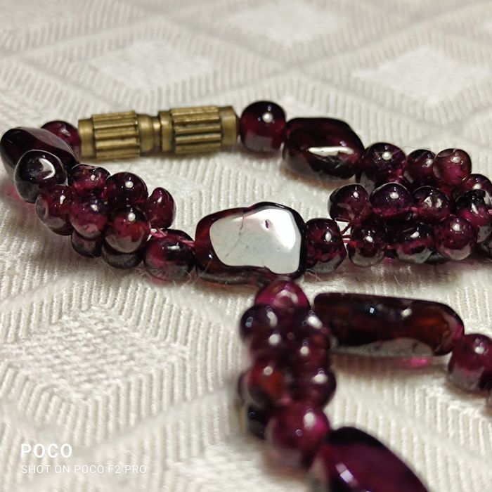 Naszyjnik (korale kolia) i kolczyki granat naturalny.