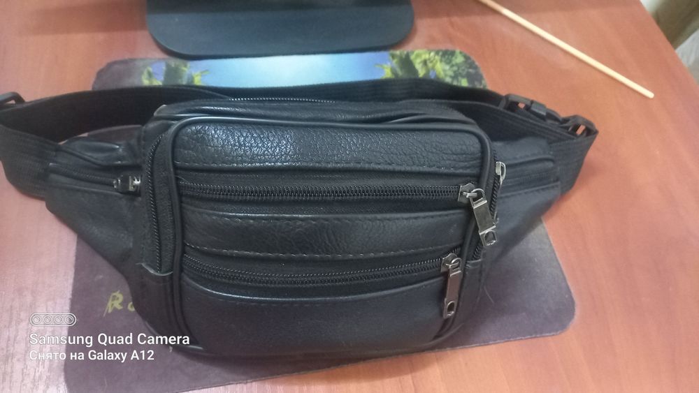 Мужская кожаная сумка на пояс