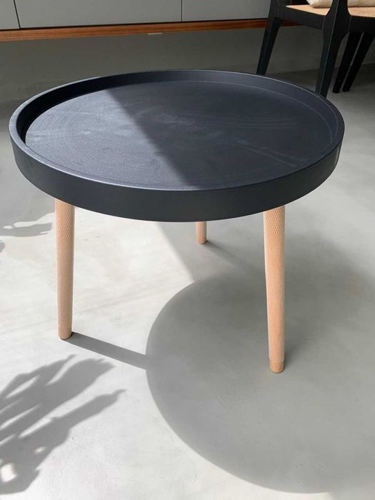 Round side table (black polypropylene/birch wood)64309580942722120