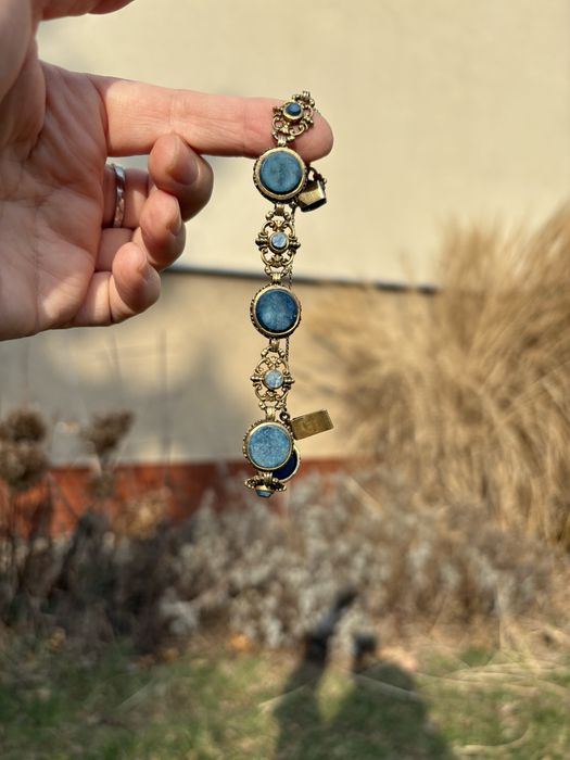Stara srebrna bransoletka art deco przedwojenna topaz vintage unikat!