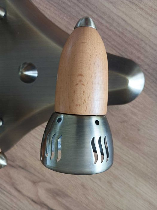 Lampa metalowo drewniana