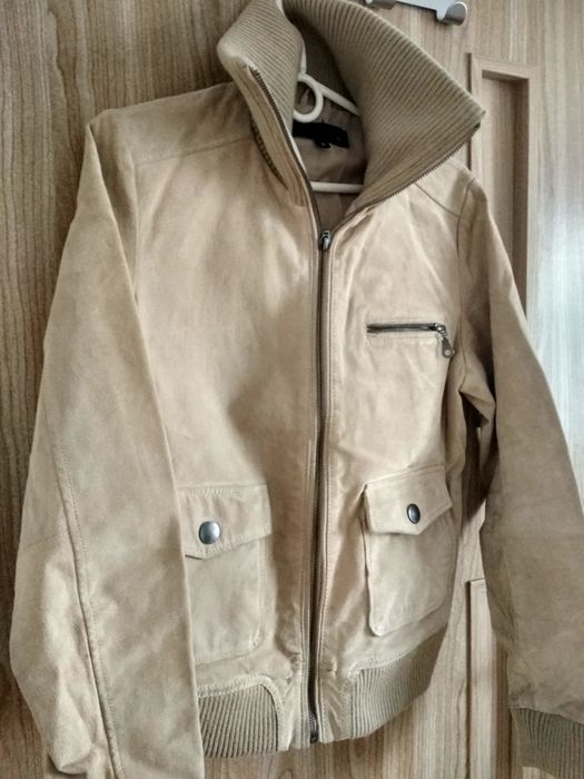Kurtka beżowa ze skóry naturalnej
