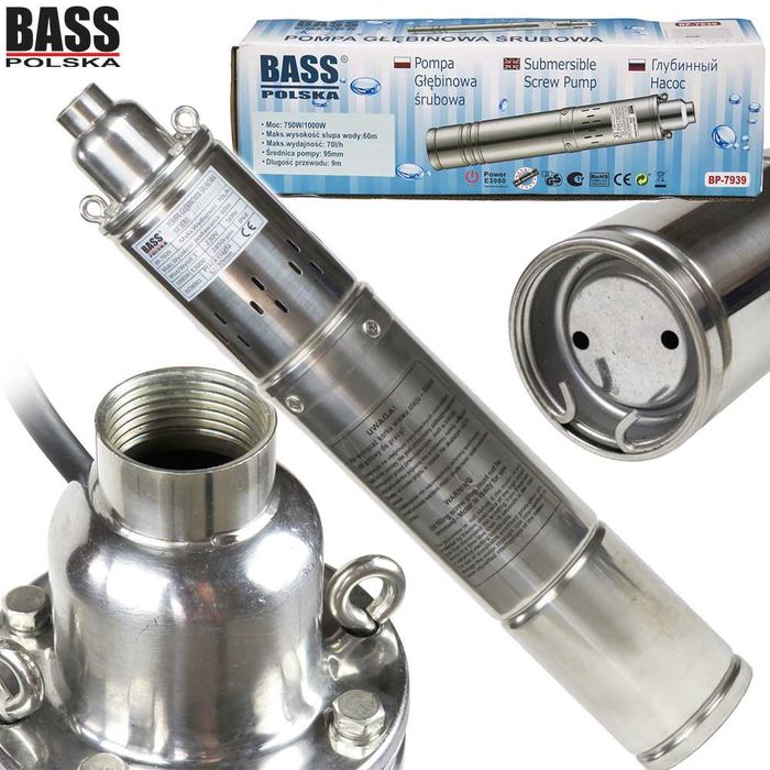 BASS POLSKA Pompa Głębinowa Śrubowa Do Wody Studni 1000w 4200l/h BP7939