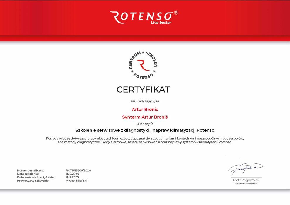 Klimatyzator ROTENSO Ukura 3,5 kW z Montażem. Grzanie ok 50m2 do -20°C