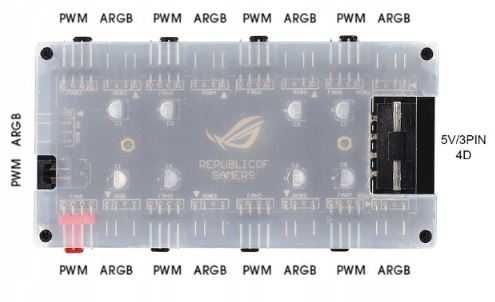 Rozdzielacz aRGB+PWM Hub na 8 wentylatorów Sterownik obrotów WS2812B
