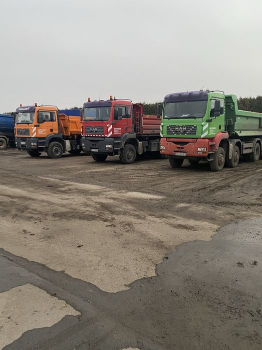 Usługi transportowe wywrotkami i ciągniki z naczepami