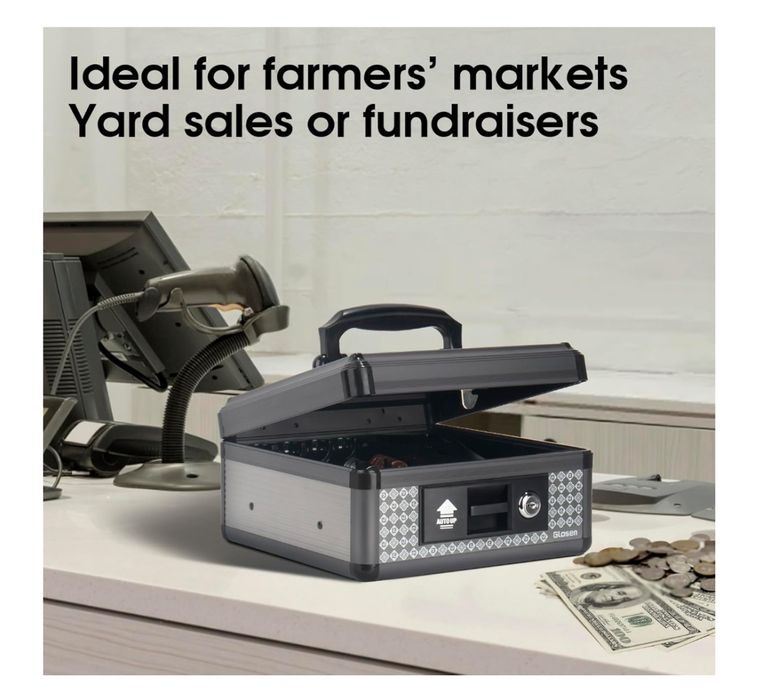 Skrytka na gotówkę Glosen z zamkiem, skrzynka na pieniądze na klucz