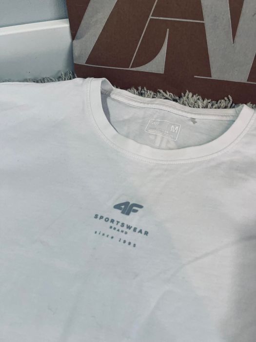 4F biały t-shirt M męski bluzka sportowa top