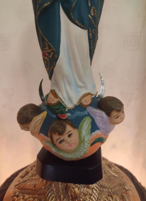 Estátua Nossa Senhora do Sameiro coroada + redoma