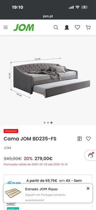 Cama/sofa com gaveta almofadada “nova”
