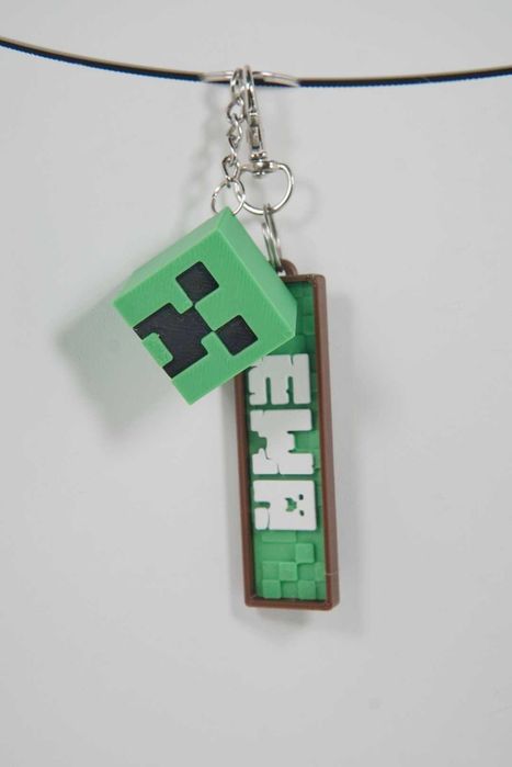 Brelok imienny z Twoim imieniem - Minecraft 3D z figurką / ZESTAW