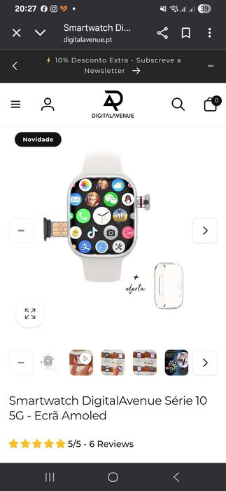 Smartwatch ecrã amoled + 5 braceletes e capa protetora64170834166273124