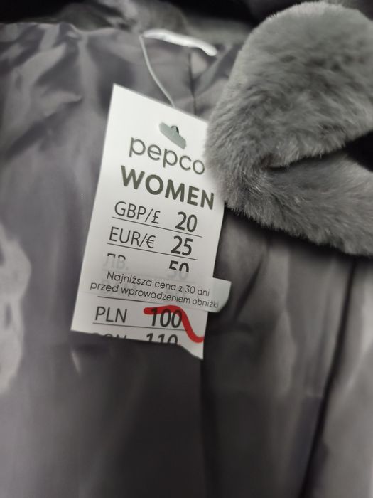 Płaszcz damski długi szary futerkowy S / M