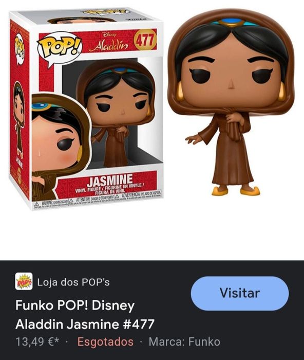 POP! Disney Aladdin Jasmine #477 (Box Not Included) Funko