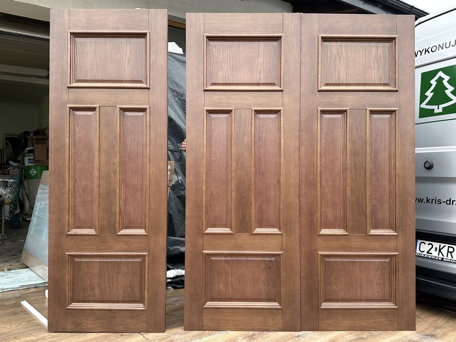 Drzwi drewniane sosnowe -dębowe OD RĘKI Bezprzylgowe