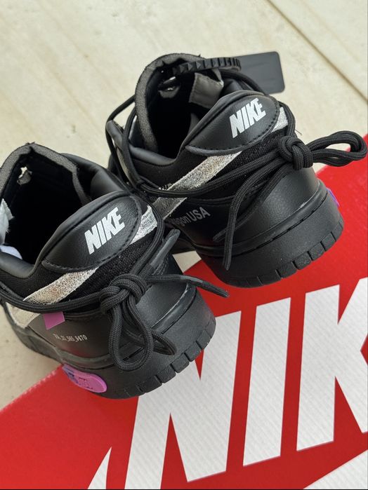 Топ Модель‼️Кросівки Nike Low Dunk x Off-White 50/50 Black Purple•Данки офф вайт