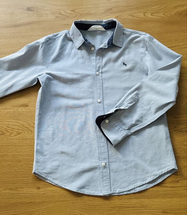 Niebieska, bawełniana koszula chłopięca H&M r. 146 (10-11lat)