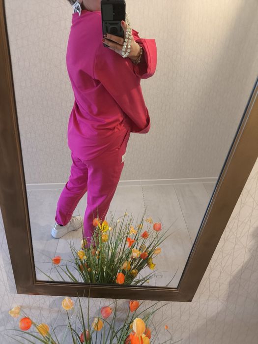 Lamu piękny dres komplet fuksja bawełna l xl XXL