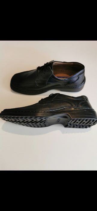 Skórzane Buty Męskie Lekkie Wygodne Czarne M 193