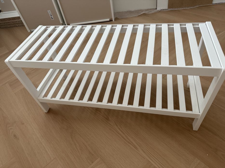 Bambusowa szafka stojak na buty biała