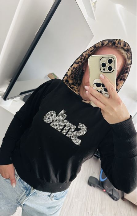 Bluza z kapturem panterka zwierzęcy print