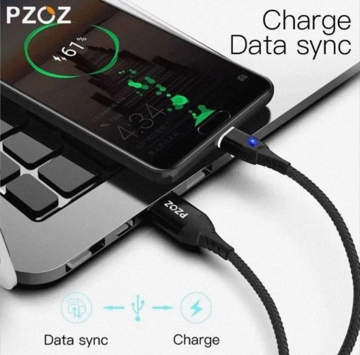 Turbo Charge  и Super Fast Charge магнитный кабель Pzoz
