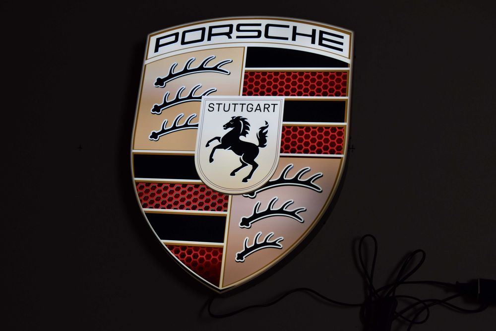 Logo LED, Reklama PORSCHE, Neon, Plafon, Lampa, Baner, Szyld, Obraz 3D