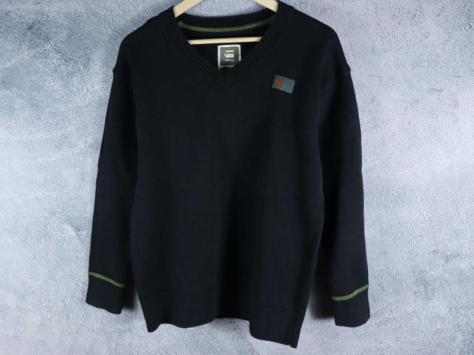 G-Star RAW ciepły mięski sweter v-neck w serek zimowy slim fit M