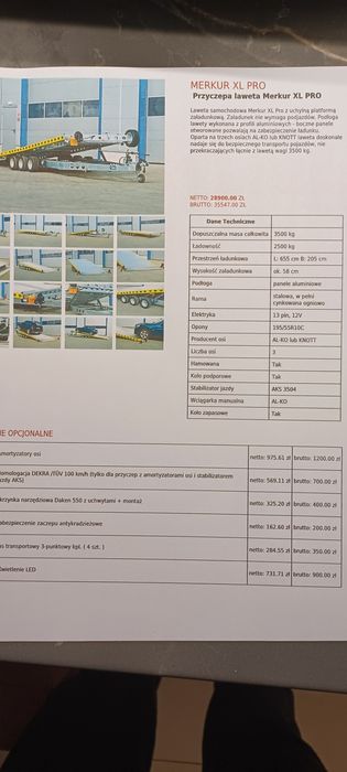 B.Duża i Mocna Przyczepa Laweta "BLYSS " 7,00 /2,15m DMC 3500KG