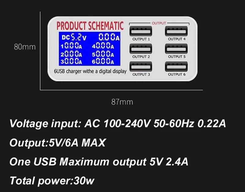 Carregador com 6 saídas - Como NOVO