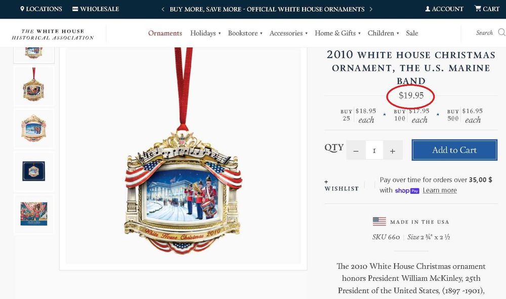 Різдвяна плакетка від Амбасади Сполучених Штатів 2010/ Знак/ Сувенір/