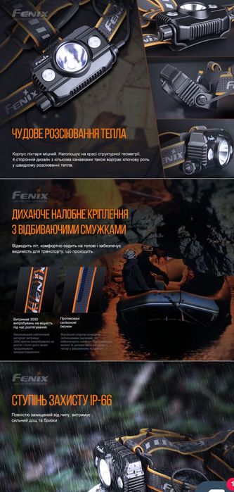 Налобний ліхтар Fenix HP30R V2.0/2акб Fenix 21700/3000 люмен/павербанк
