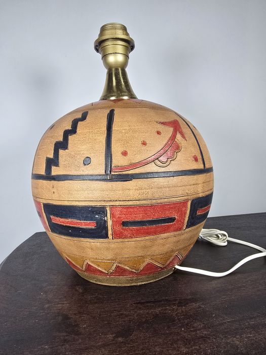 Candeeiro de Mesa vintage em Terracota Art Deco