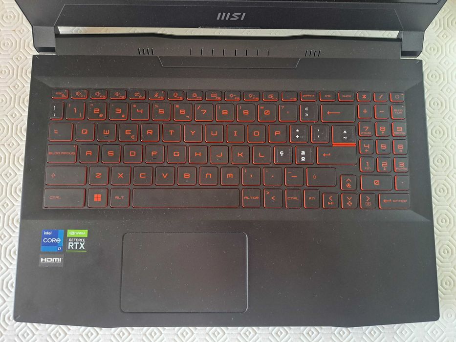 MSI i7 12gen GPU 3050 Portatil Gaming com Windows PRO