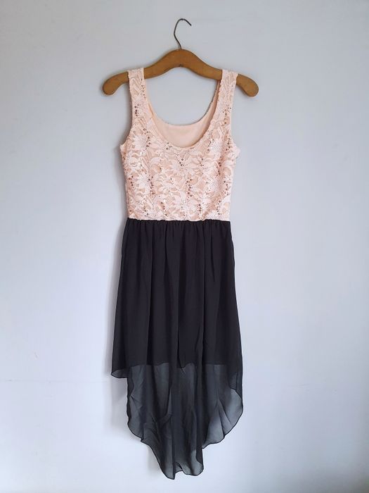 Elegancka, imprezowa, letnia sukienka z ogonem i cekinami, M/38 czarna