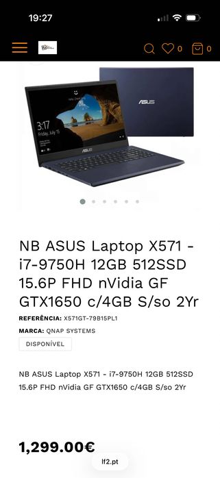 Portátil Asus X571GT-79B15PL1