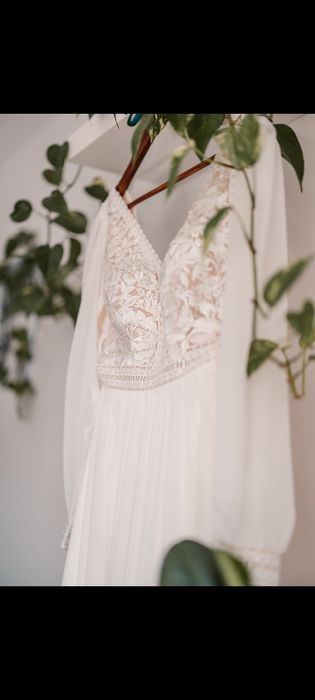 Suknia ślubna boho rustykalna off white