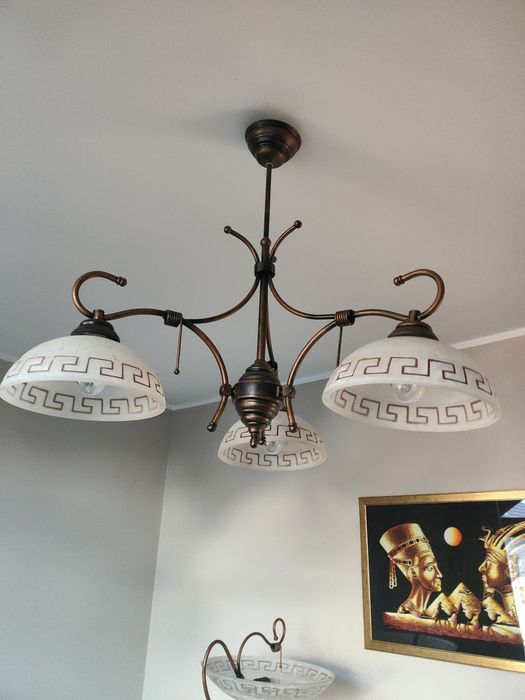 Lampa stojąca, lampa wisząca (żyrandol), lampa stołowa komplet