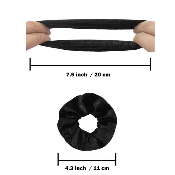 Venuste aksamitne miękkie gumki do włosów czarne 10 szt.
