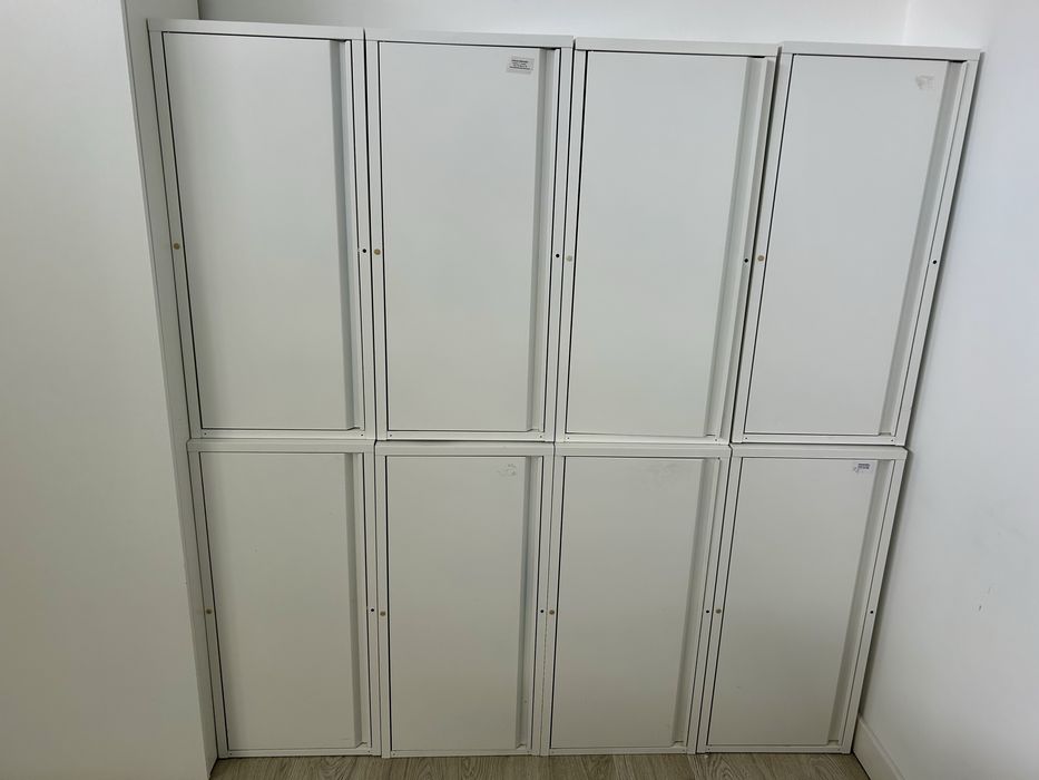 Cacifo Metálico Branco 1 Porta + Prateleiras Reguláveis | Aro p/ Cadeado | 84×40×34cm