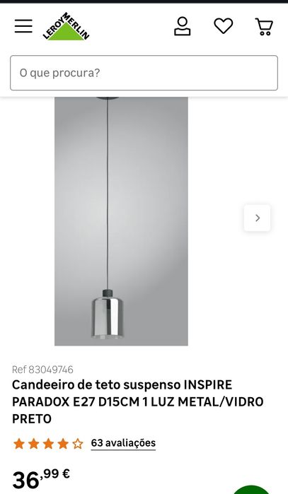 2 Candeeiros de teto  METAL/VIDRO/ PRETO