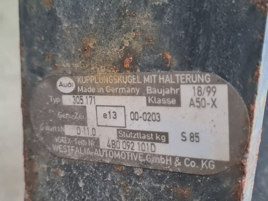 Orginalny HAK HOLOWNICZY Westfalia +wiązka Audi A6 C5 lift kombi 2003r