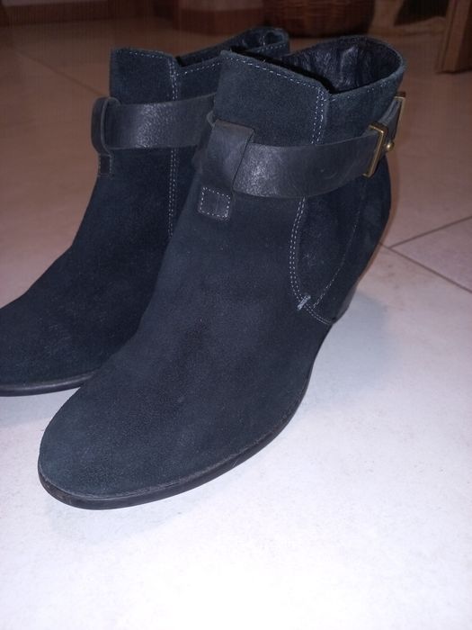 Skórzane włoskie botki na słupku39 st.bdb